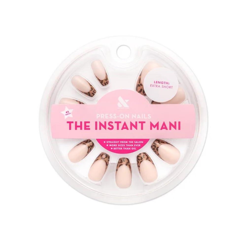 imageOlive ampamp June Instant Mani Extra Short Squoval PressOn Nails A Little Batty 42 PiecesCheetah French