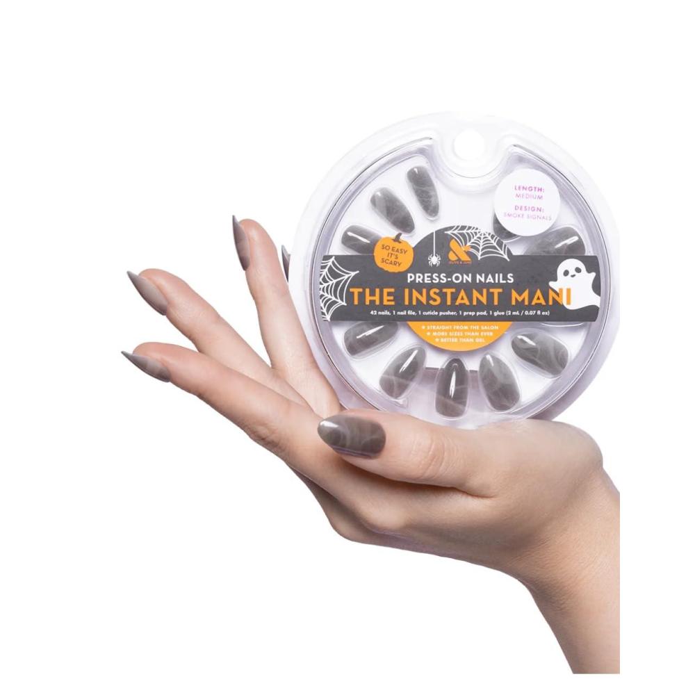 imageOlive ampamp June Instant Mani Extra Short Squoval PressOn Nails A Little Batty 42 PiecesSmoke Signals