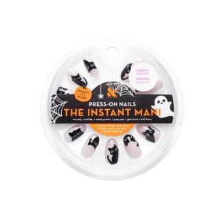 Olive & June Instant Mani Extra Short Squoval Press-On Nails, A Little Batty, 42 Pieces(Black Cat)